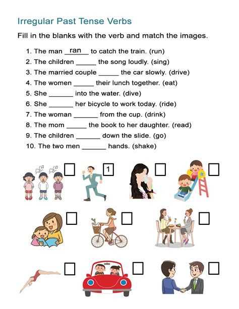 esl irregular past tense worksheets