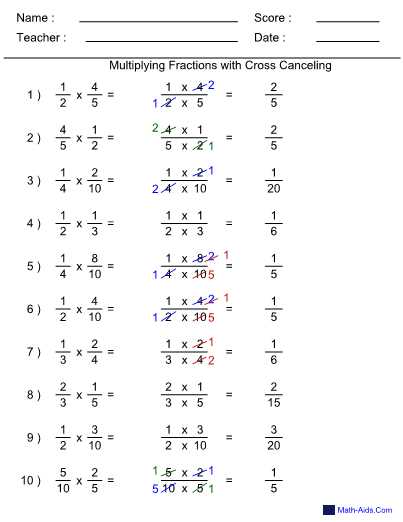 cross simplifying fractions worksheet