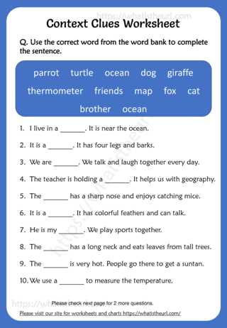 using context clues worksheet