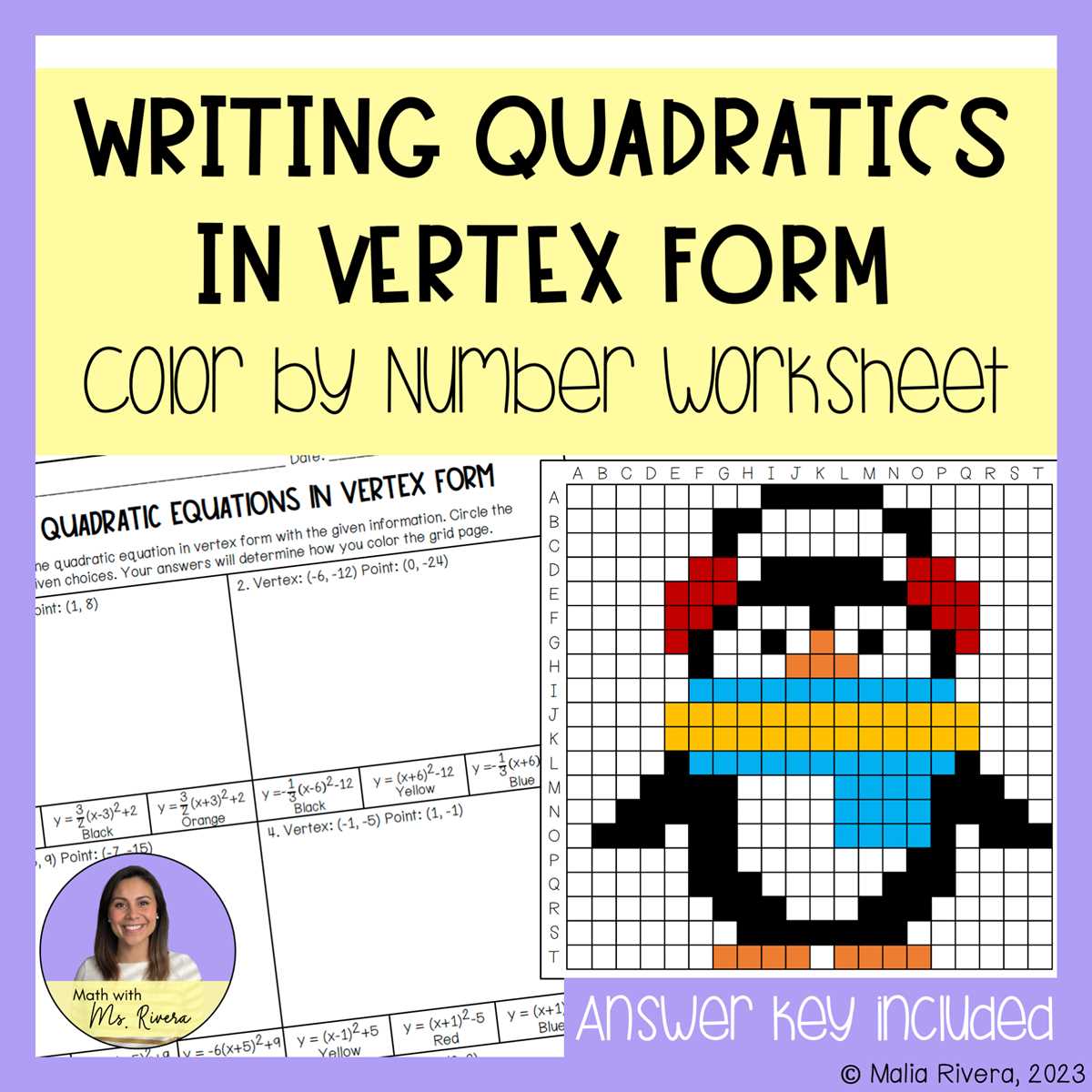 quadratics in vertex form worksheet