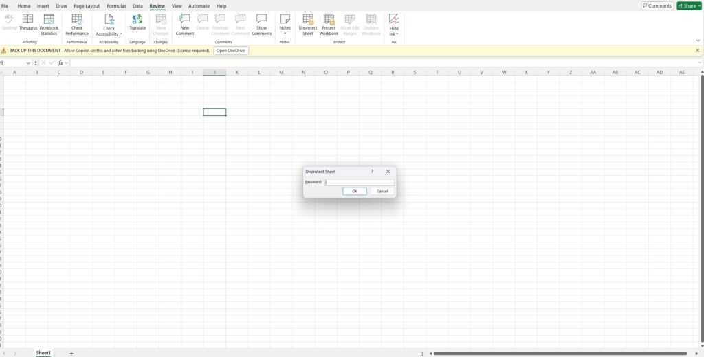 remove protection from excel worksheet