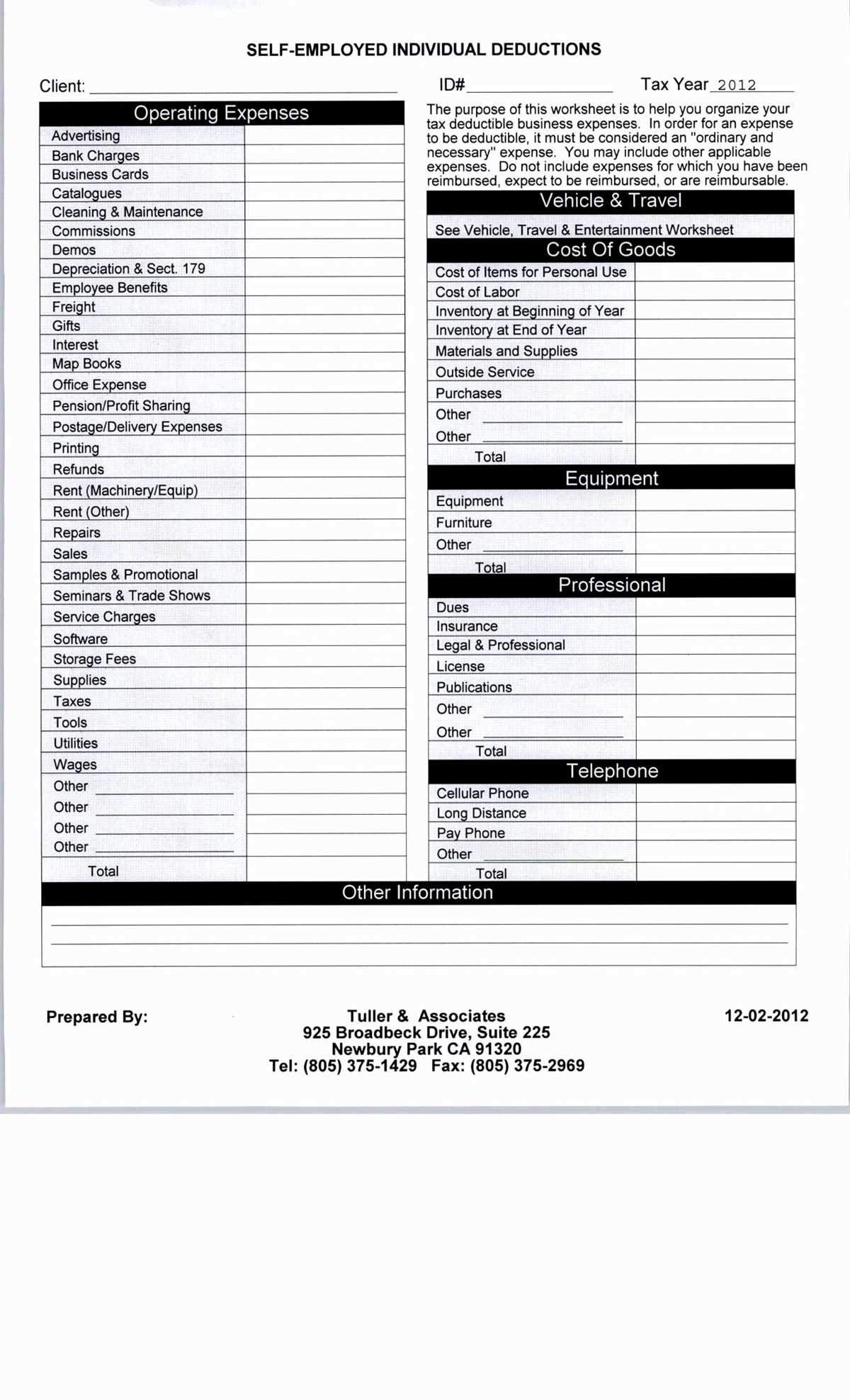 in home daycare tax deduction worksheet