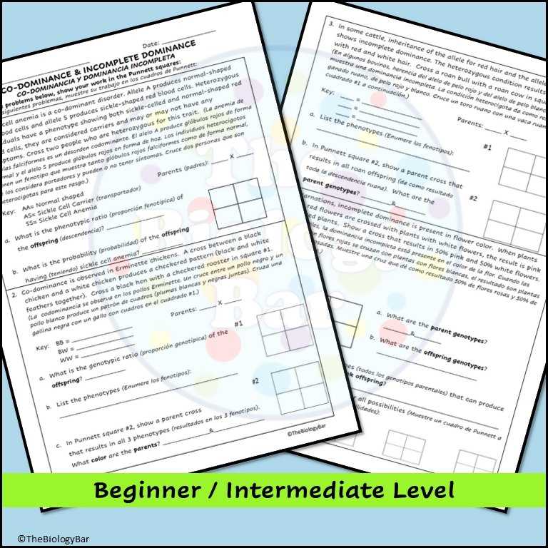 incomplete and codominance worksheet