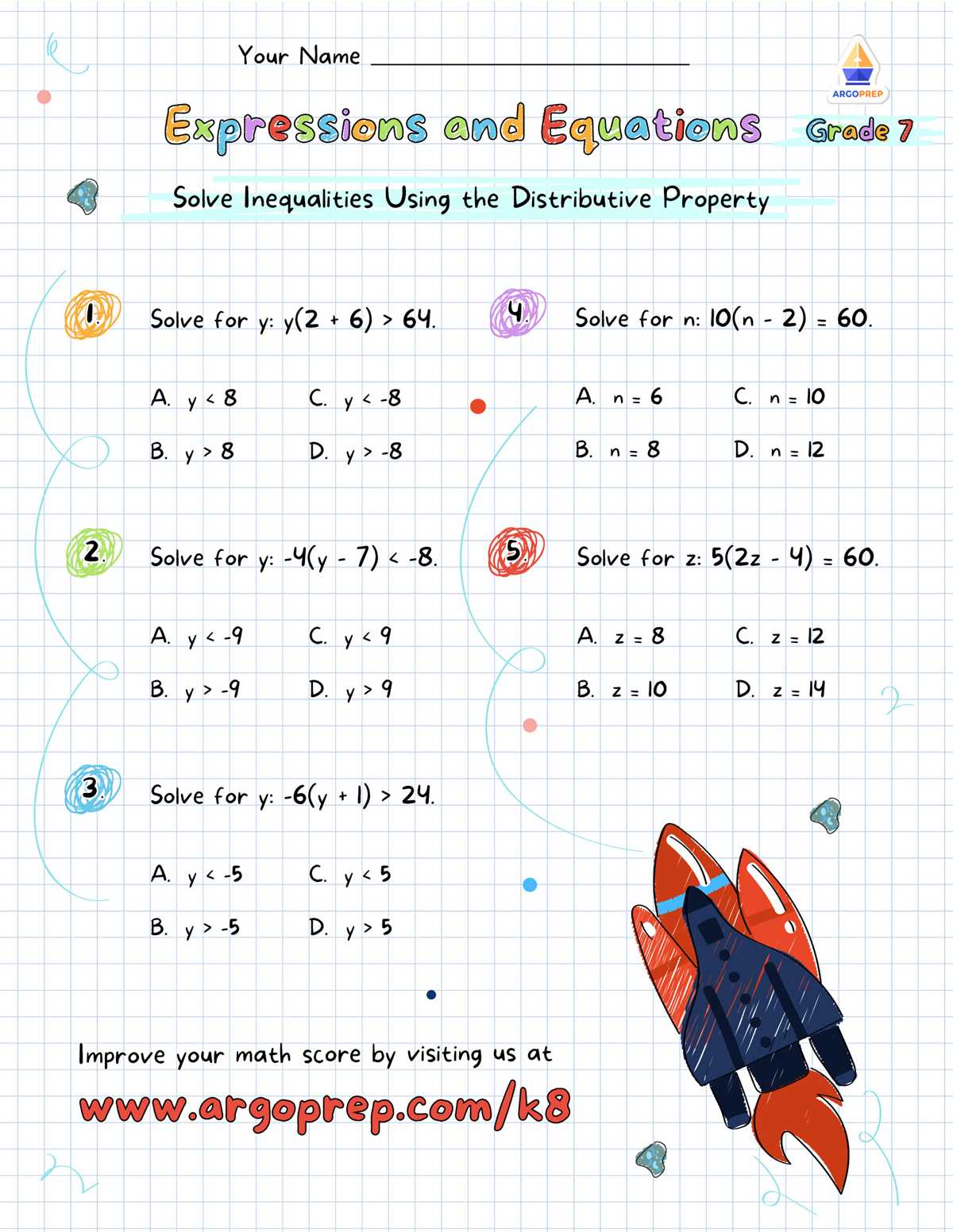 7th grade distributive property worksheet