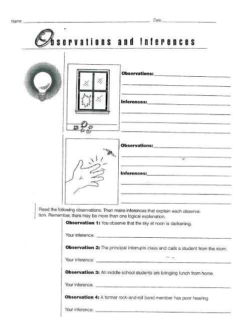inferences and observations worksheet