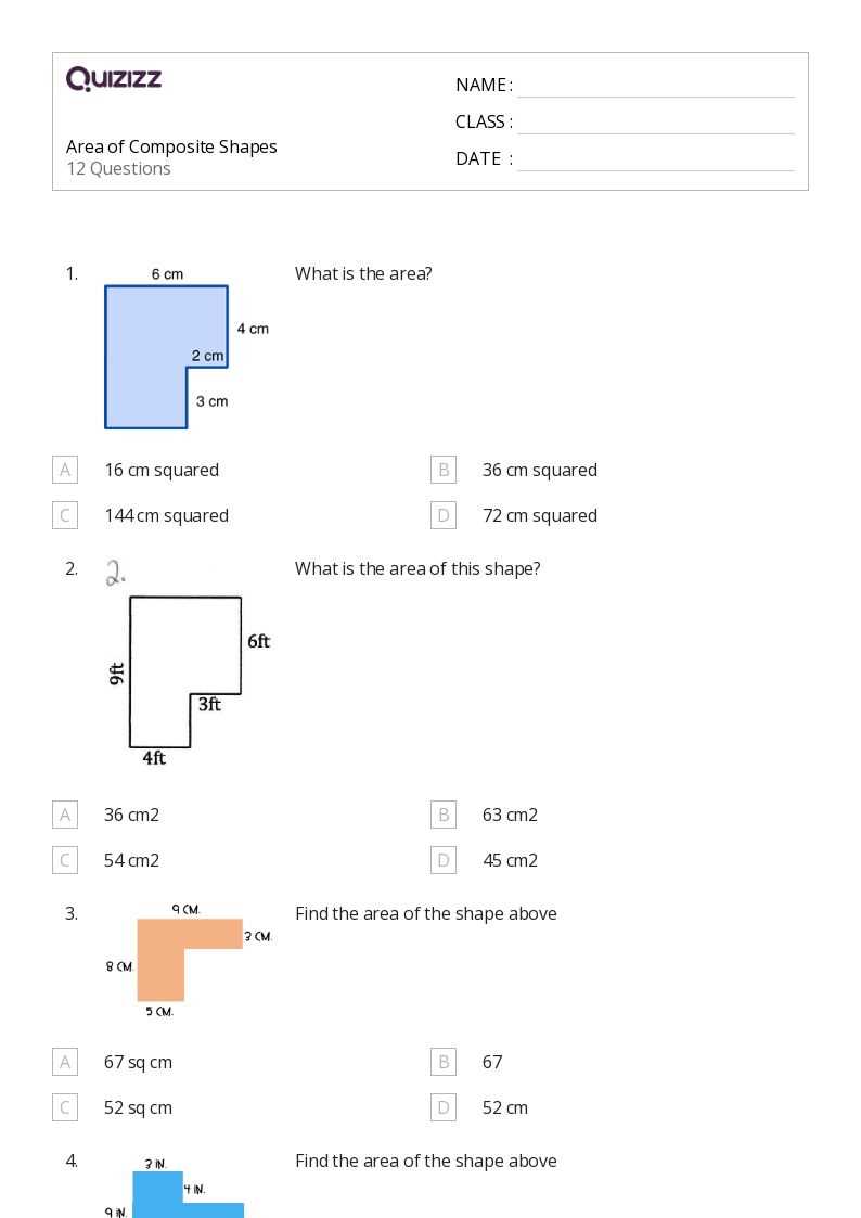 area mixed shapes worksheet