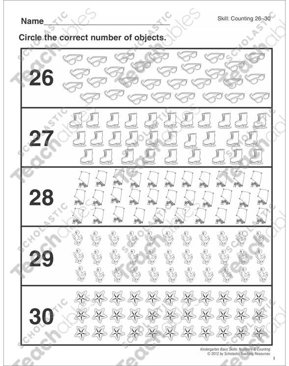 counting to 30 worksheets kindergarten
