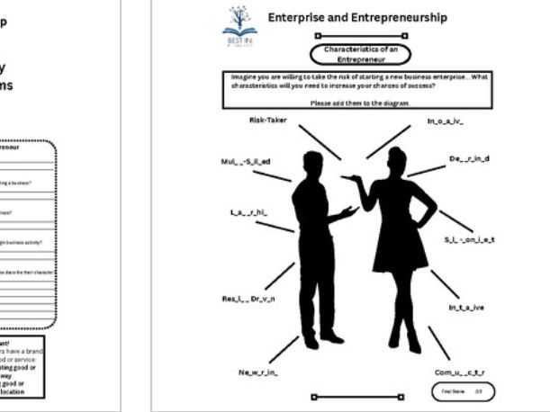 entrepreneurship worksheets