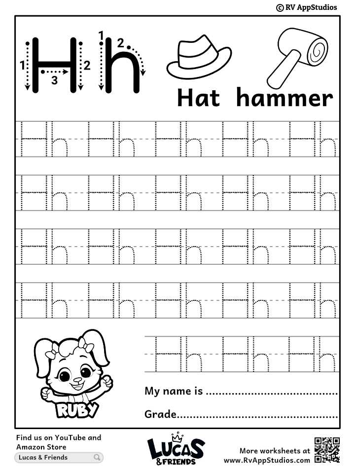 letter h traceable worksheets