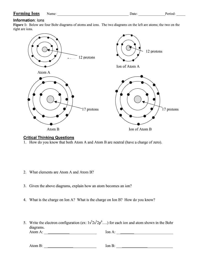 ions and atoms worksheet