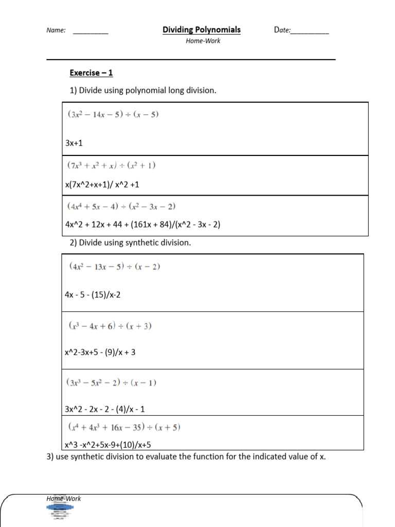 dividing polynomials worksheets