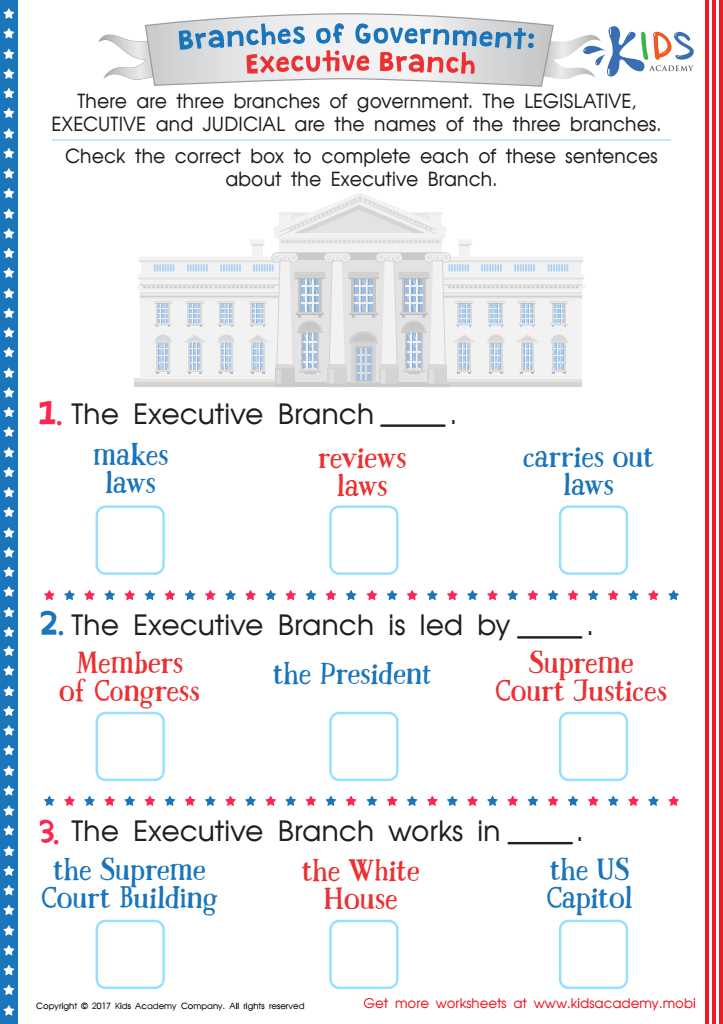 3 branches of government worksheets