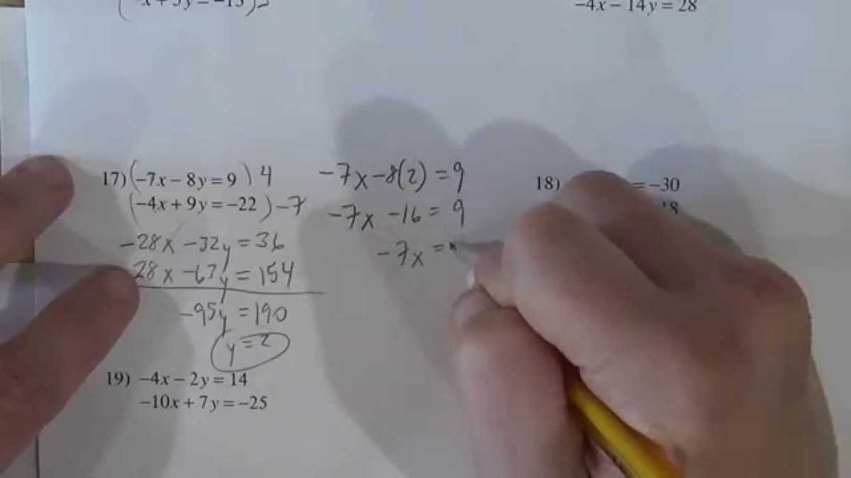 elimination method worksheet