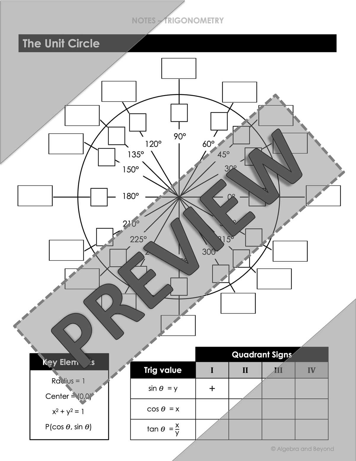 algebra 1 trigonometry worksheets