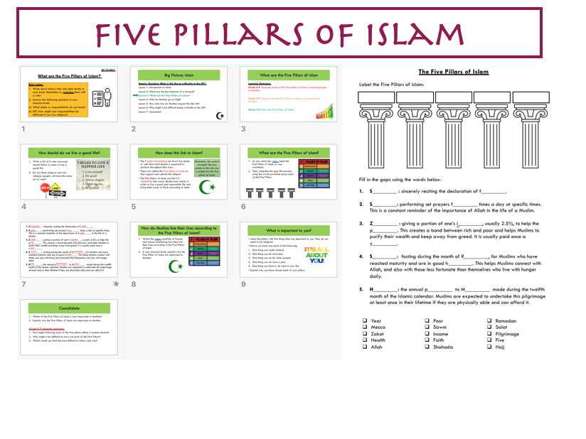 5 pillars of islam worksheet