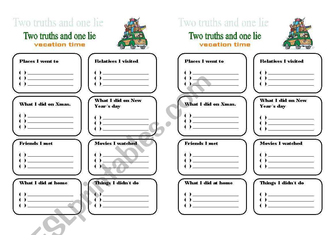 two truths and a lie worksheet