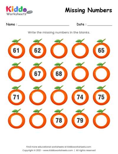 fill the missing number worksheets