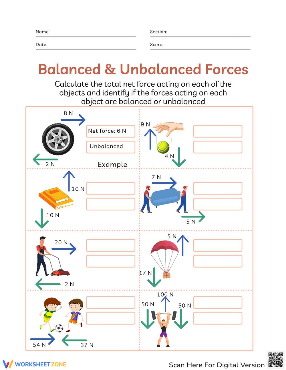 balanced and unbalanced forces worksheets balanced and unbalanced forces worksheets