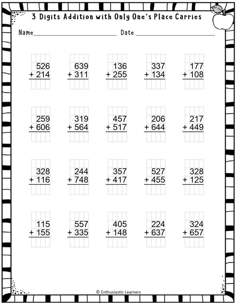 addition with regrouping free worksheets