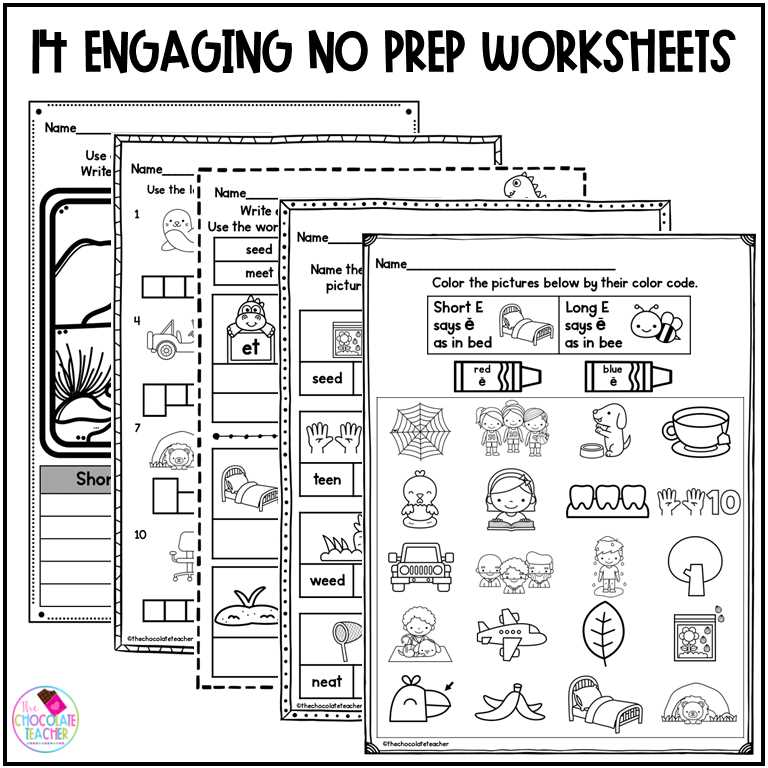 short and long e worksheets