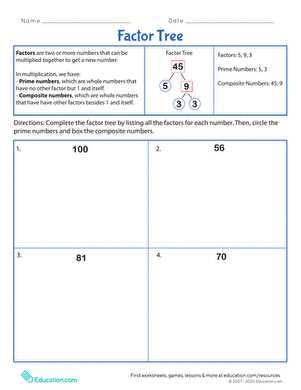 factors worksheet grade 5