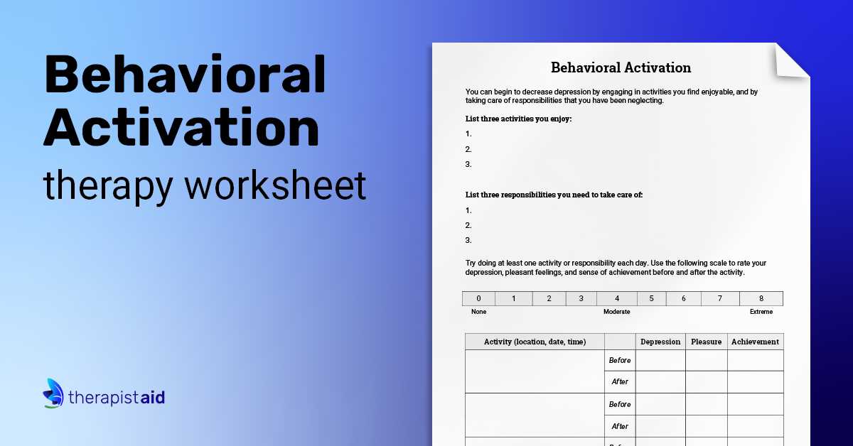 behavioural activation worksheets