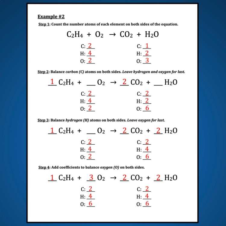 balance chemical equations worksheet step by step