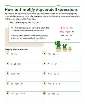 equivalent expressions worksheet algebra