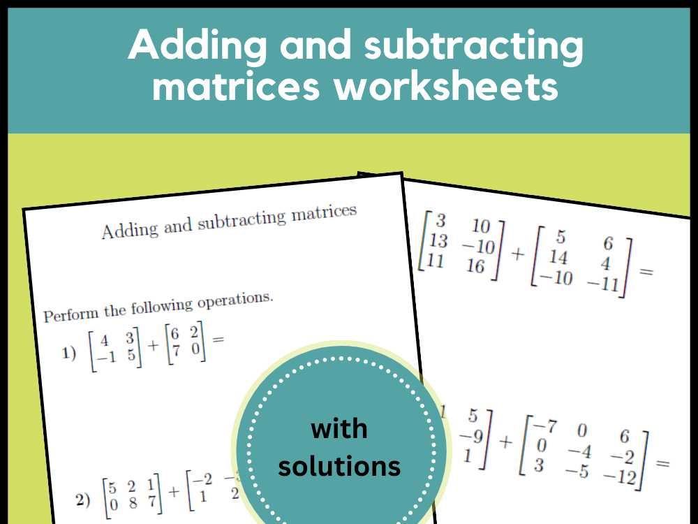 adding matrices worksheet