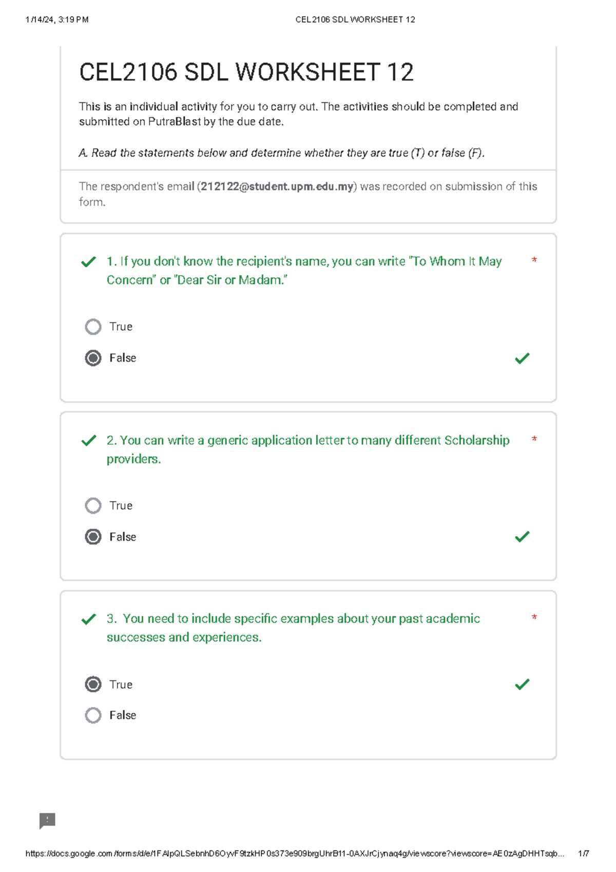 2106 adjustments worksheet