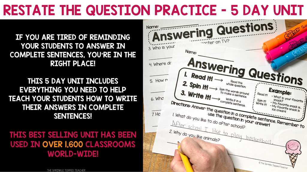 restating questions worksheet