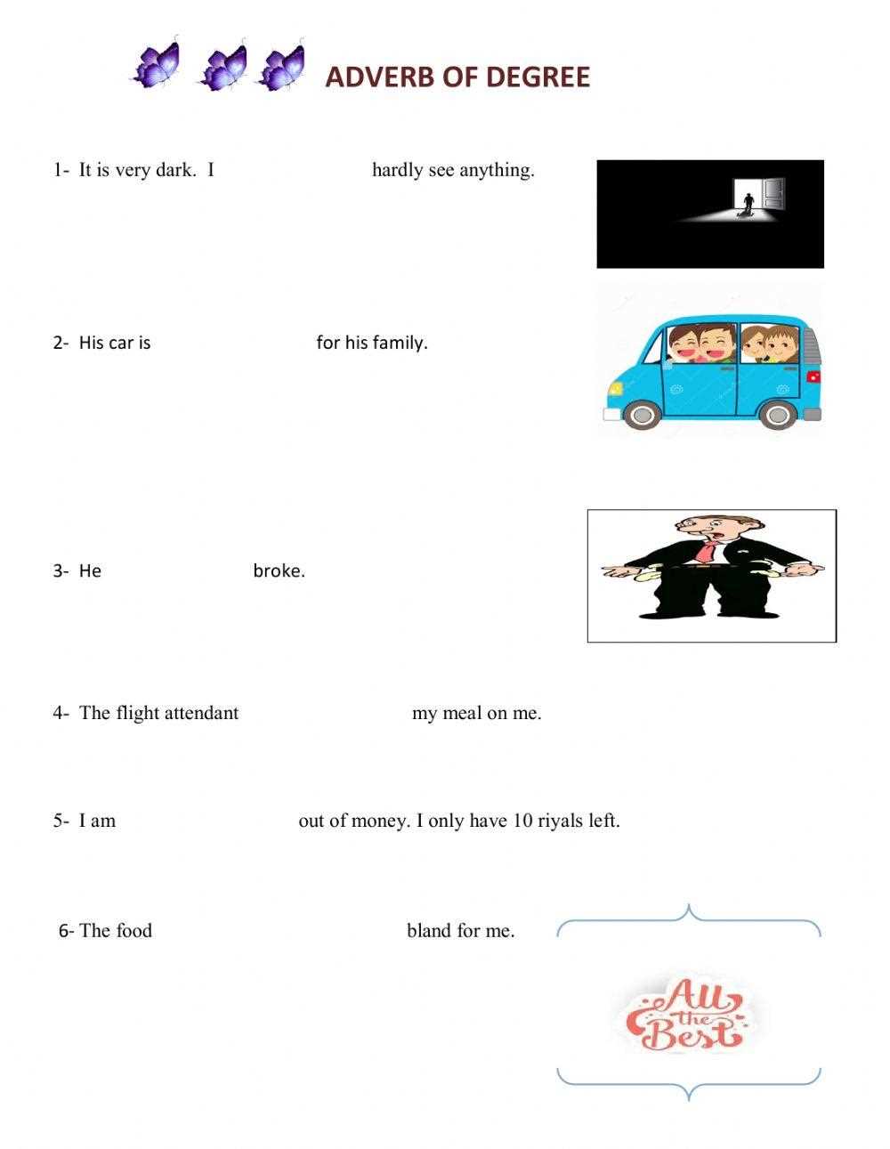 degree of adverbs worksheets