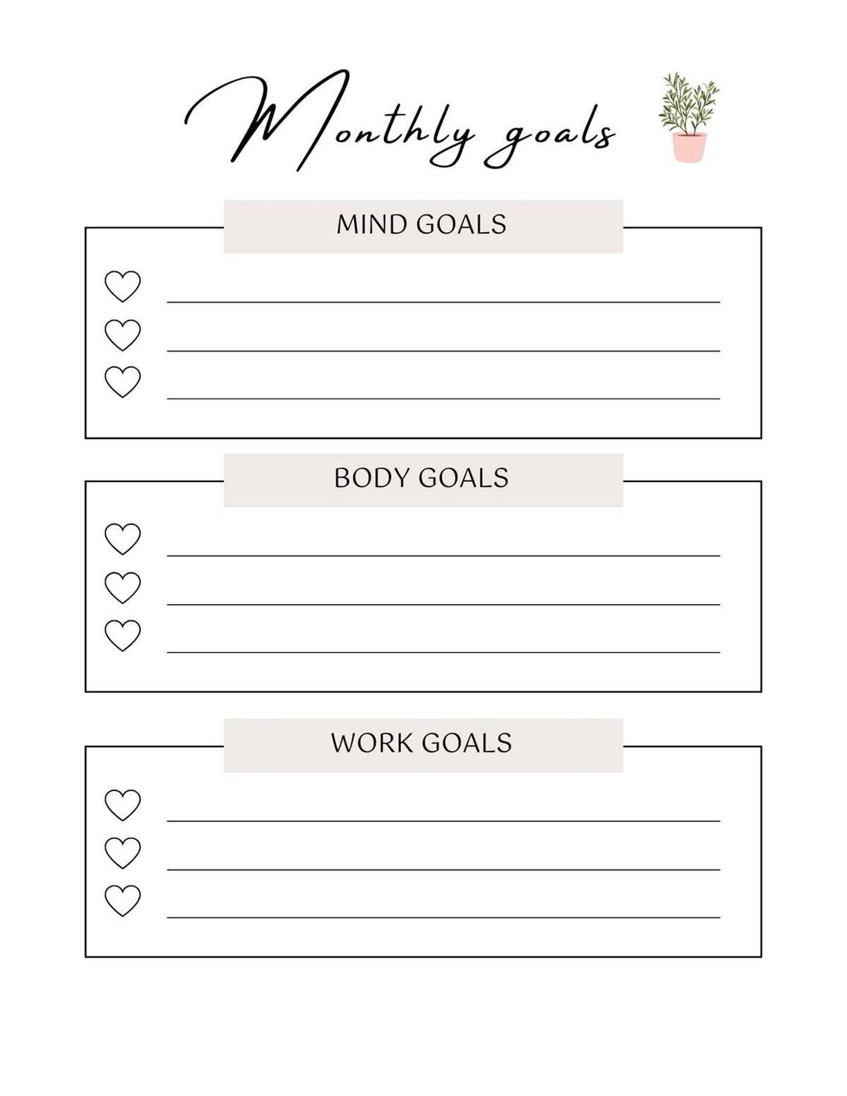 goal worksheet printable
