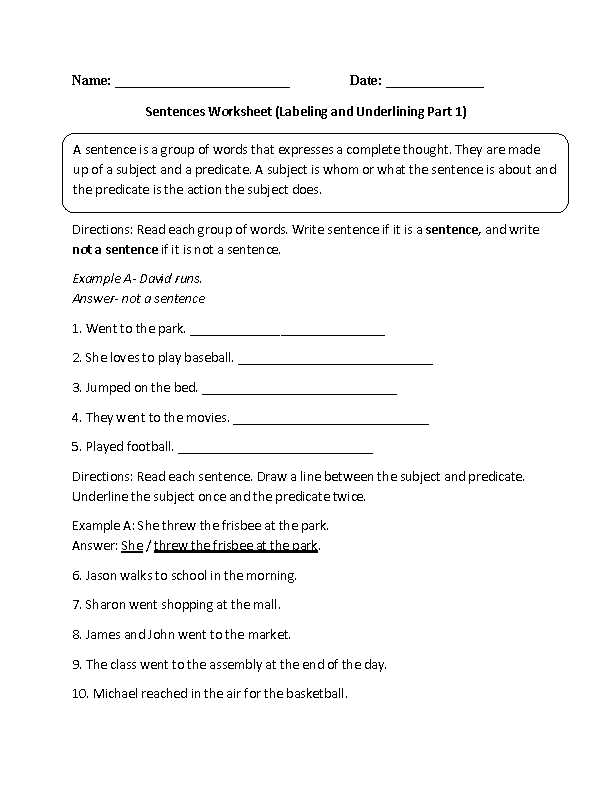 making sentences worksheets