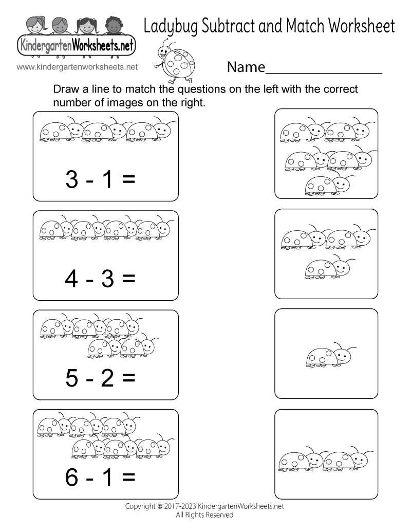 math subtraction worksheets for kindergarten