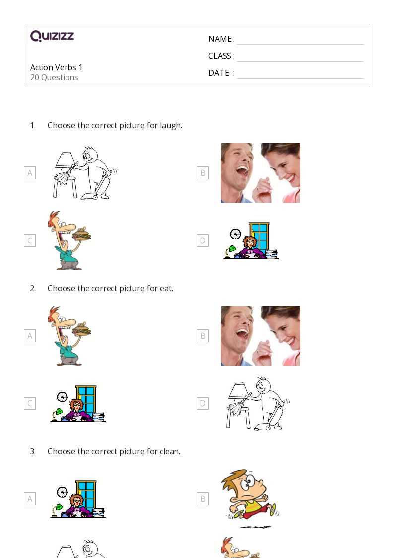 action verbs worksheet grade 2