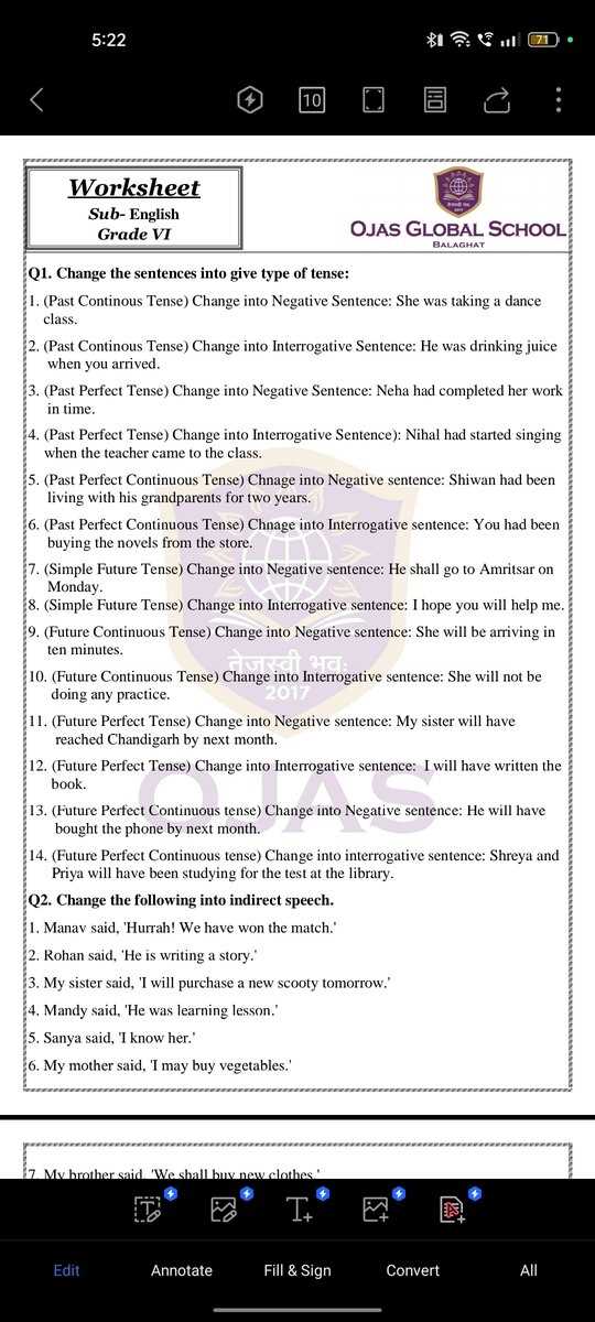 change sentence into negative worksheet