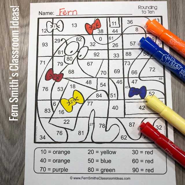 color by number rounding worksheets