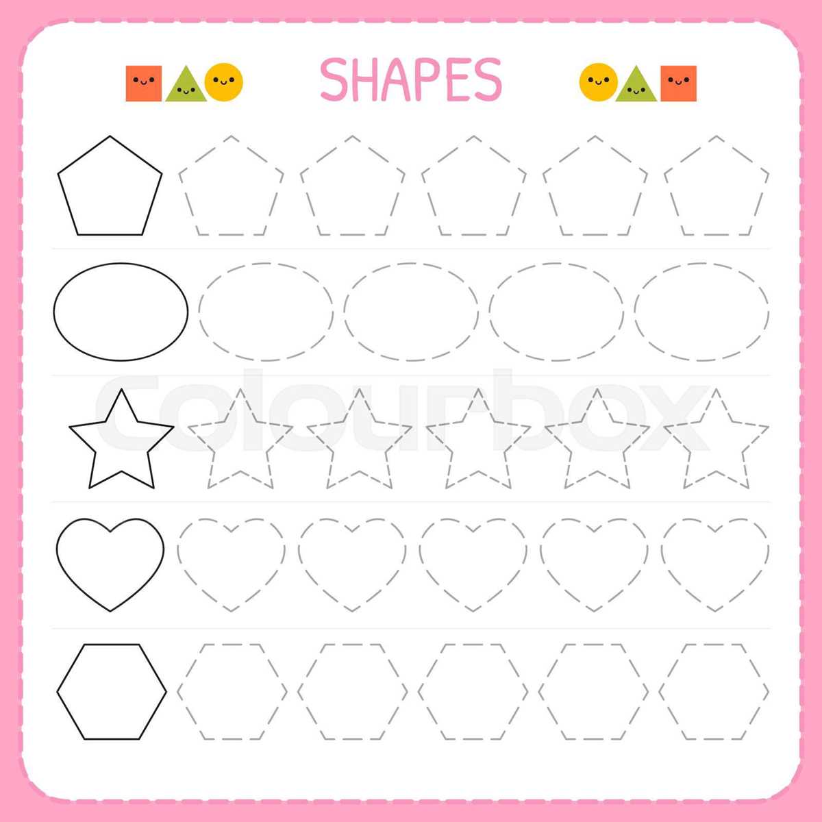 trace shapes worksheets kindergarten