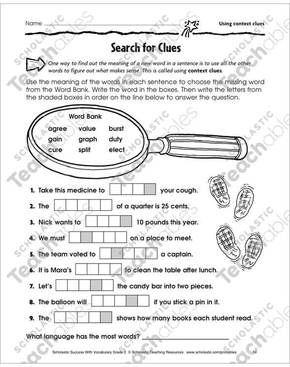 context clues worksheets 3rd grade