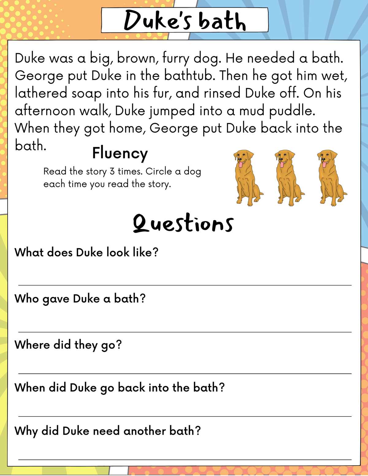 3rd grade reading worksheet