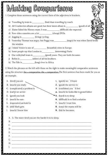 comparison problems worksheet