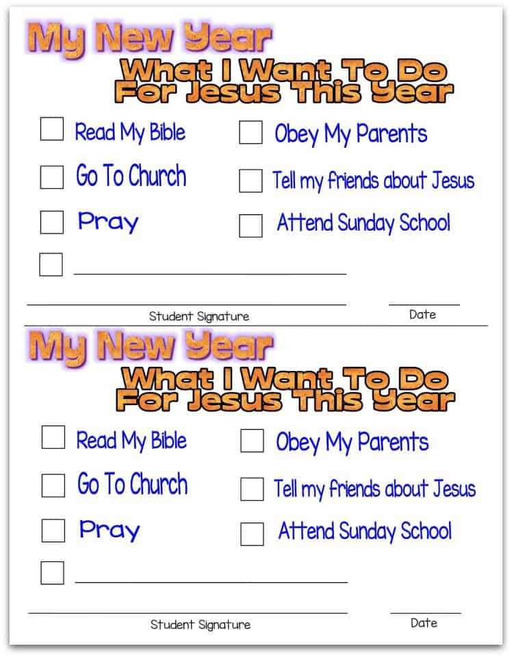 new years resolution worksheet for kids
