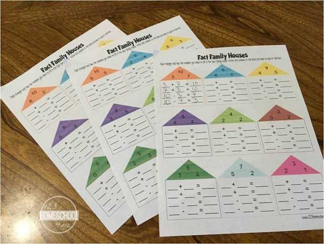 addition fact families worksheets free
