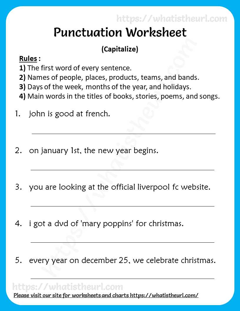 capitals and punctuation worksheets