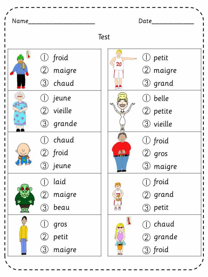 beginning french worksheets