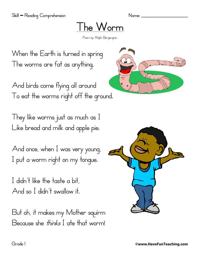 worm worksheet