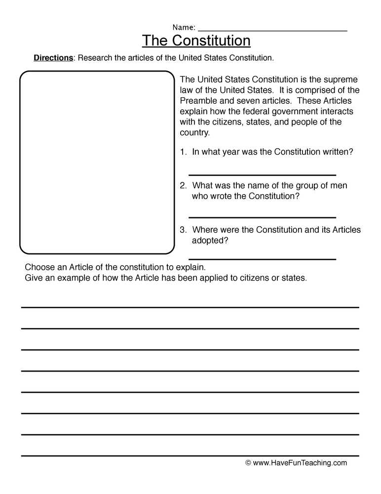 constitution worksheets elementary