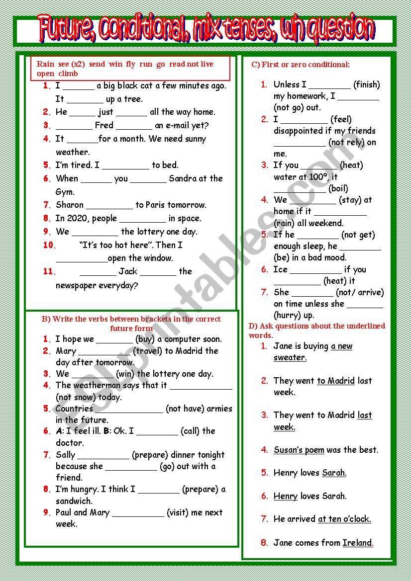 first conditional questions worksheet