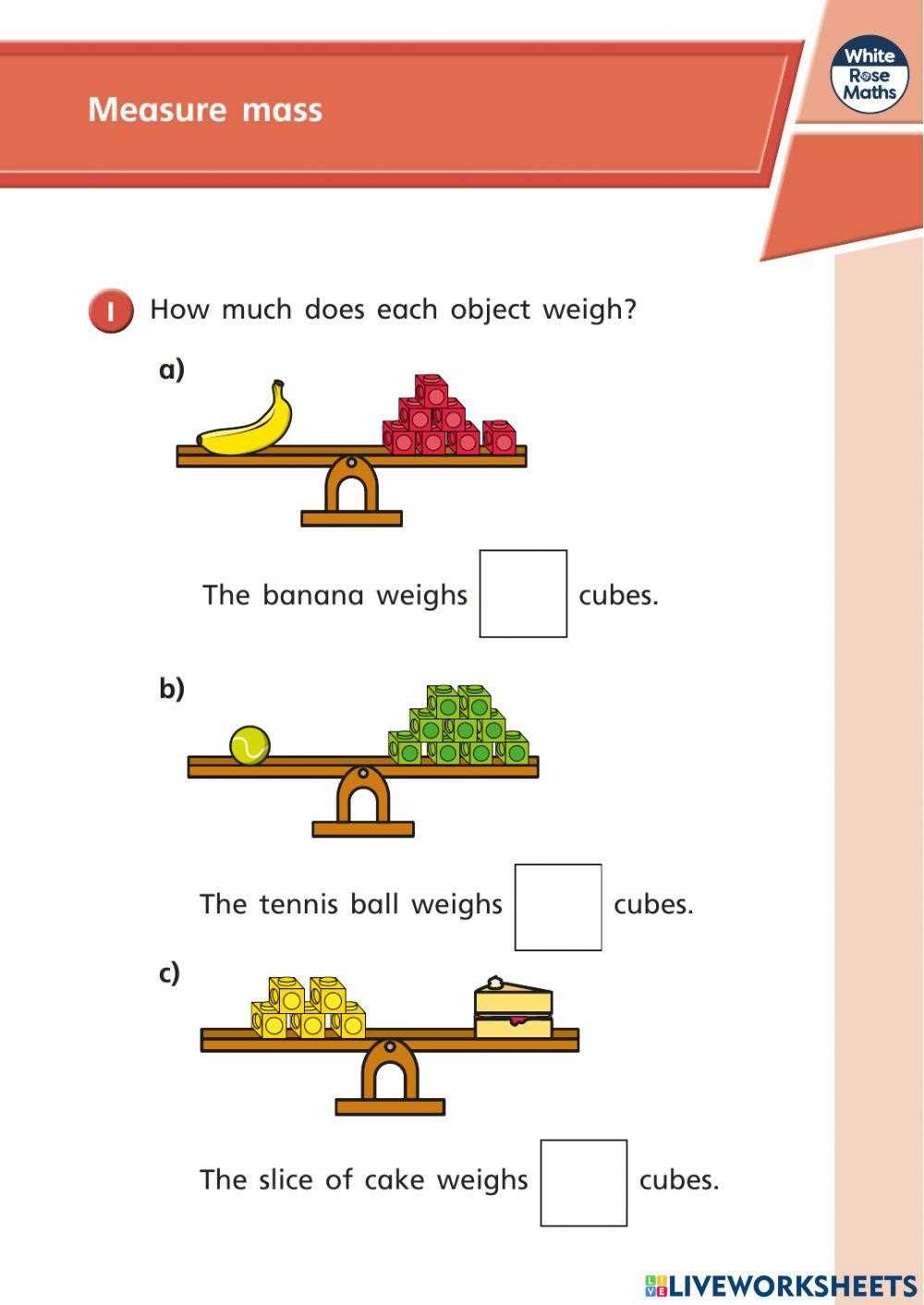 measurement mass worksheets